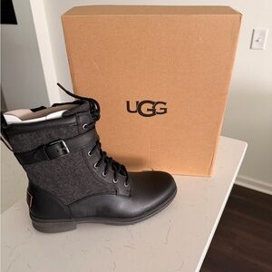 UGG Black and Gray Lace-Up Boots
